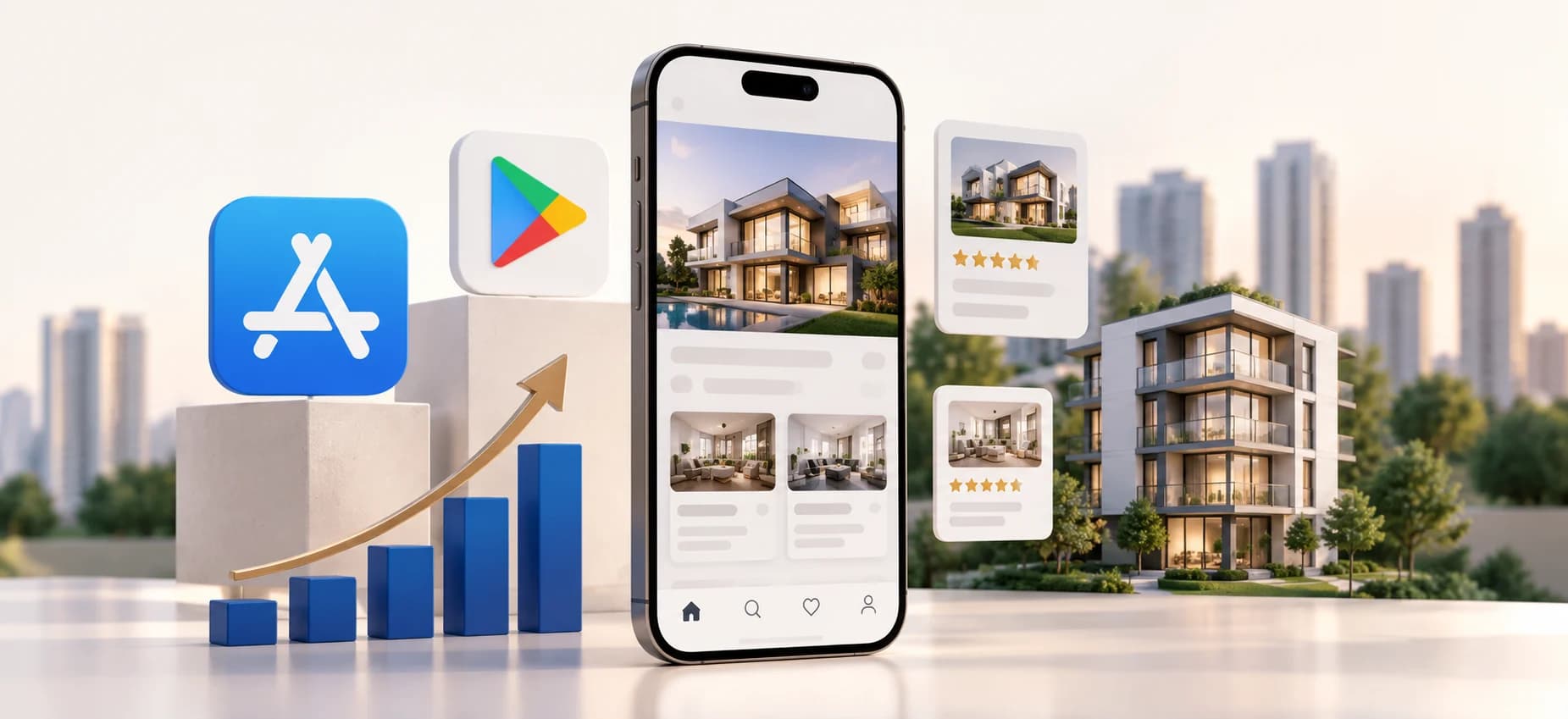 App Store Optimization (ASO) for Real Estate and PropTech Apps. Cover image