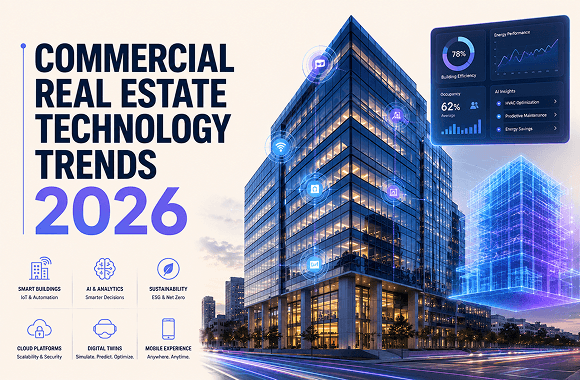 Commercial Real Estate Technology Trends 2026: The Complete Guide to AI, PropTech & Smart Buildings. Cover image