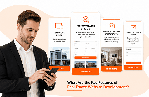 What Are the Key Features of Real Estate Website Development?. Cover image