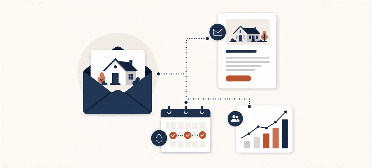 The Real Estate Email Marketing Playbook: Newsletters, Drip Sequences & Templates for 2026. Cover image
