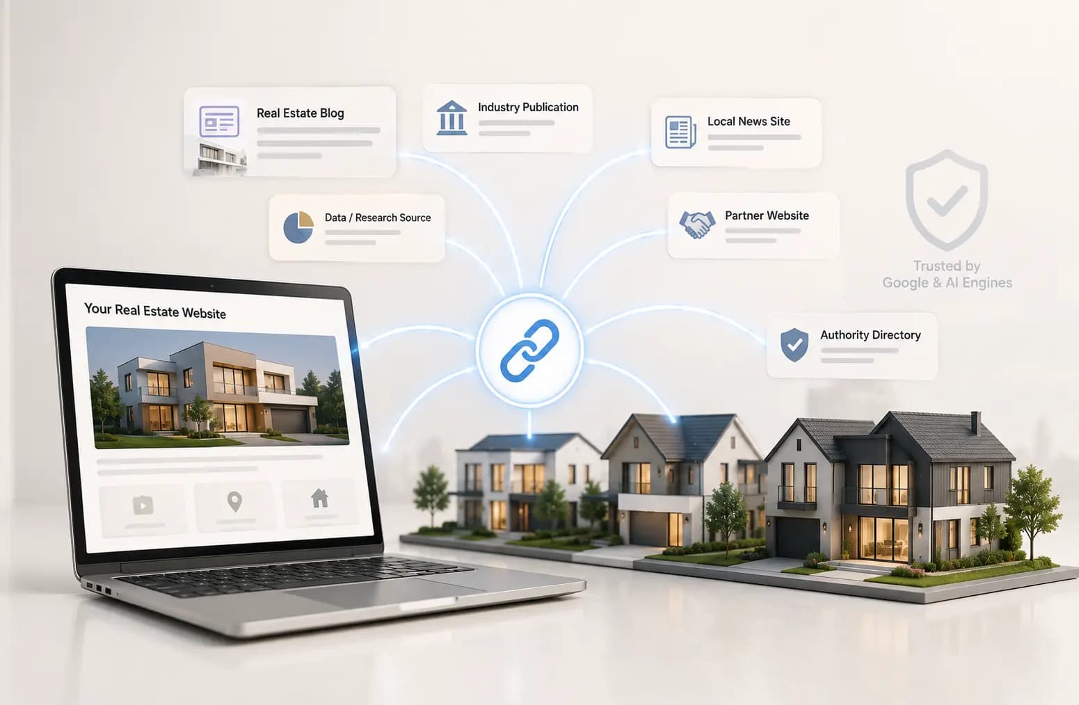 Real Estate Link Building in 2026: How to Earn Backlinks Google and AI Engines Actually Trust. Cover image
