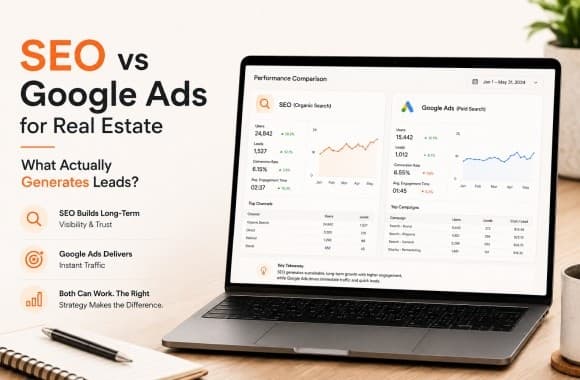 SEO vs Google Ads for Real Estate: What Actually Generates Leads?. Cover image