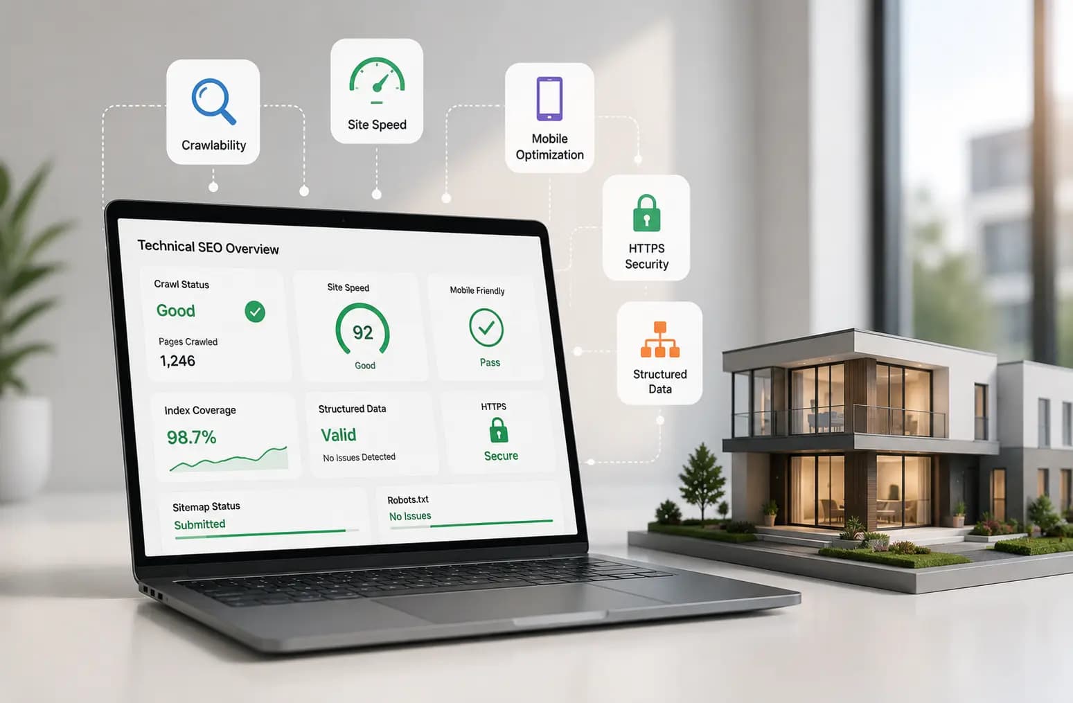 Technical SEO for Real Estate Websites: Core Web Vitals, Schema Markup and Structured Data. Cover image